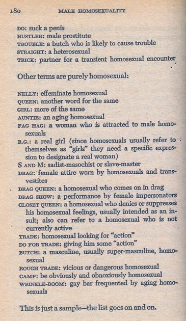 List of "homosexual language" from 1969, part 2 of 2